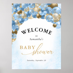 Affiche Baby shower Garçon Arch Blue & Gold