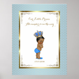 Affiche Baby shower Garçon, bleu blanc, élégant, 32x41 300
