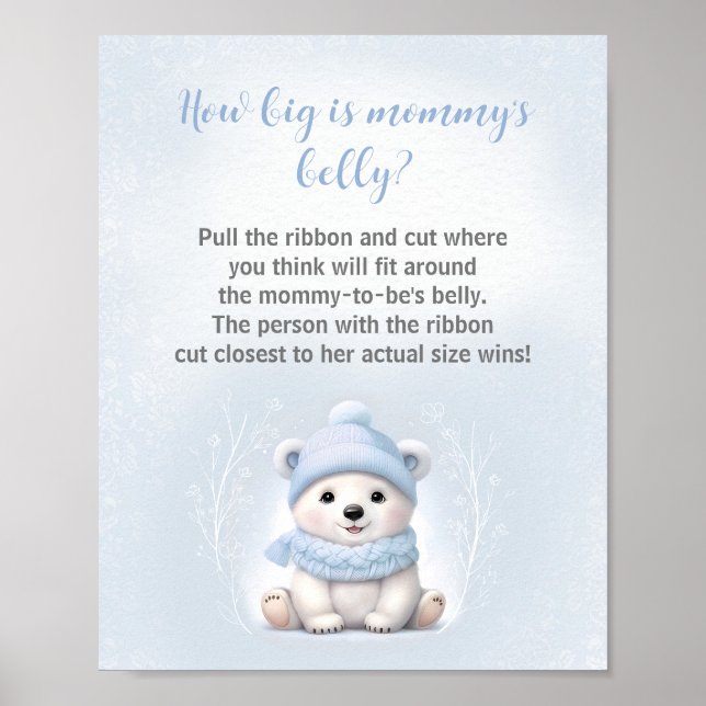 Affiche Baby shower garçon quelle est la taille de maman's (Devant)