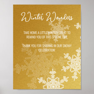 Affiche Baby shower Golden Snowflakes Symbole des Faveurs