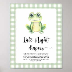Affiche Baby shower grenouille - Jeu de couches tard la nu