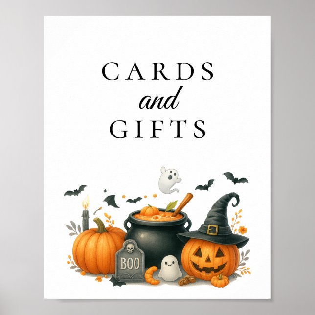 Affiche Baby shower Halloween Citrouille mignon Carte & Ca (Devant)