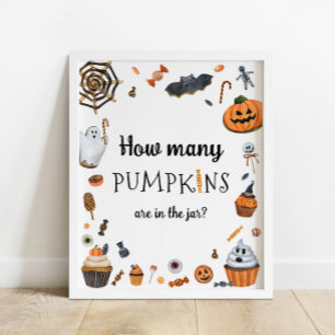 Affiche Baby shower Halloween Devine combien de Citrouille
