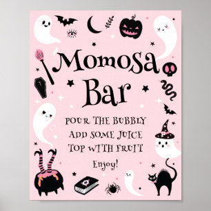 Affiche Baby shower Halloween rose Momosa Bar