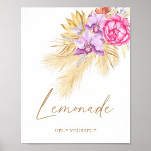 Affiche Baby shower herbe des pampas - Limonade