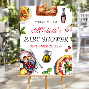 Affiche Baby shower italien moderne de nourriture signe de