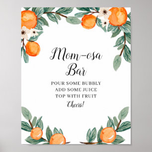 Affiche Baby shower jumeau Oranges - Panneau de la barre M