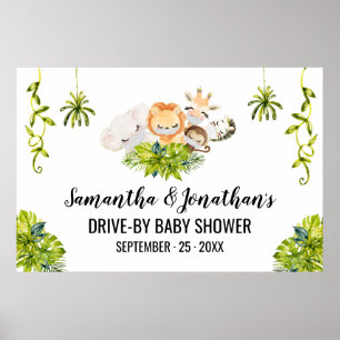 Affiche Baby shower Jungle Animaux sauvages