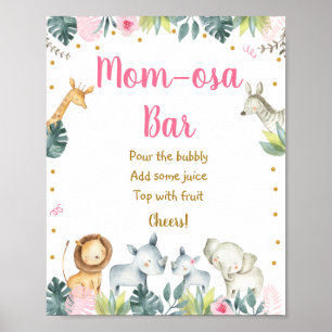 Affiche Baby shower Jungle rose Safari Bar Mimosa