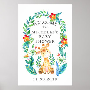 Affiche Baby shower Jungle Safari Animaux Bienvenue