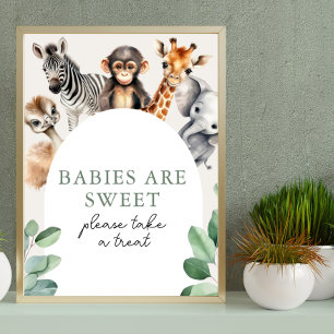 Affiche Baby shower Jungle Safari Animaux Prenez une retra