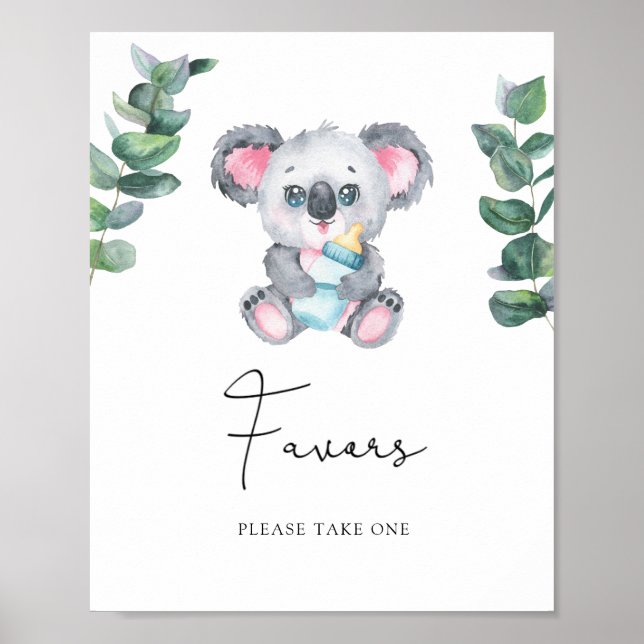 Affiche Baby shower Koala - Faveurs (Devant)