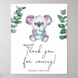 Affiche Baby shower koala - Merci d'être venu 