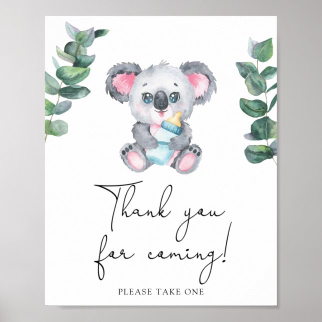 Affiche Baby shower koala - Merci d'être venu  (Devant)