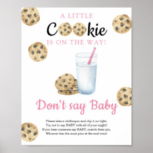 Affiche Baby shower Lait & biscuits Ne dites pas bébé