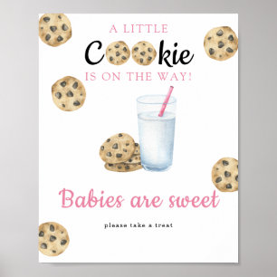 Affiche Baby-shower lait & cookies Les bébés sont doux