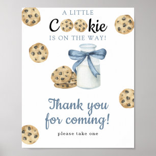 Affiche Baby shower lait et cookies - Merci