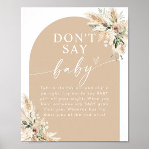 Affiche Baby shower laiton Boho Beige Pampas