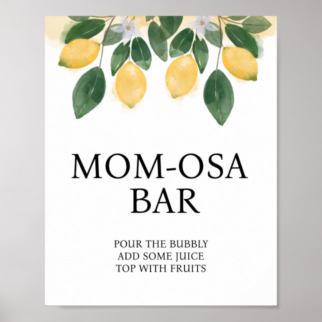 Affiche Baby shower Lemon Momosa bar (Devant)