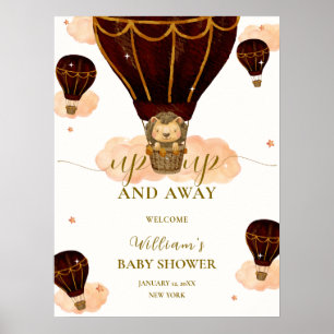 Affiche Baby shower Lion Boy à air chaud Cute Bienvenue