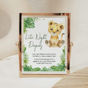 Affiche Baby shower Lion en ruines Diapositives nocturnes