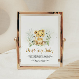 Affiche Baby shower Lion vert ne dit pas bébé