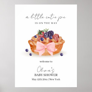 Affiche Baby shower Little Cutie Pie Berry Bow Bienvenue