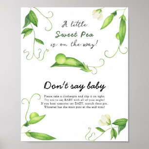 Affiche Baby Shower Little Pea - Ne dites pas bébé