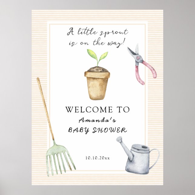Affiche Baby shower Little Sprout (Devant)