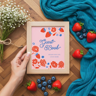 Affiche Baby shower Livre d'hôtes Berries & Fleurs