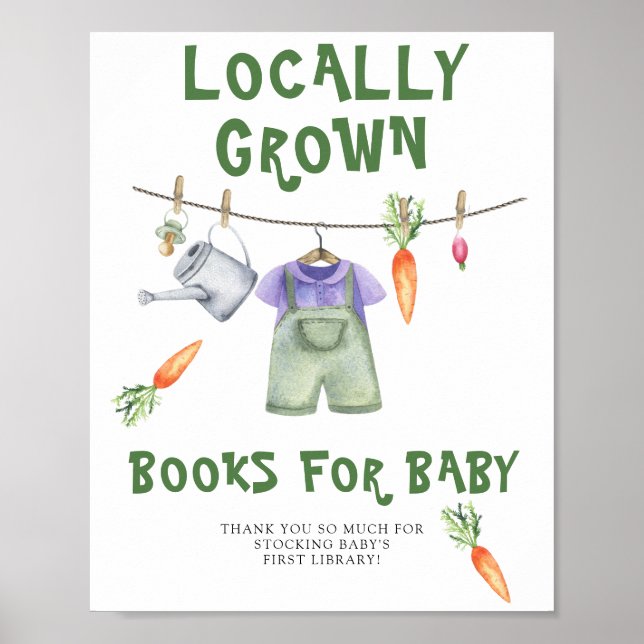 Affiche baby shower local - livres pour bébé (Devant)