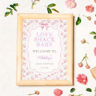 Affiche Baby shower Love Shack Rose Bow Bienvenue
