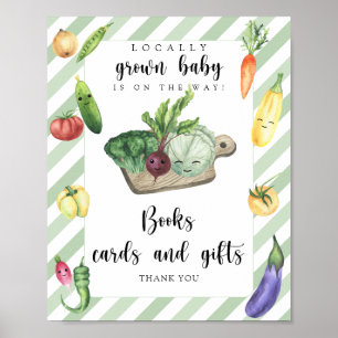Affiche baby shower marché fermier - livres cartes et cade