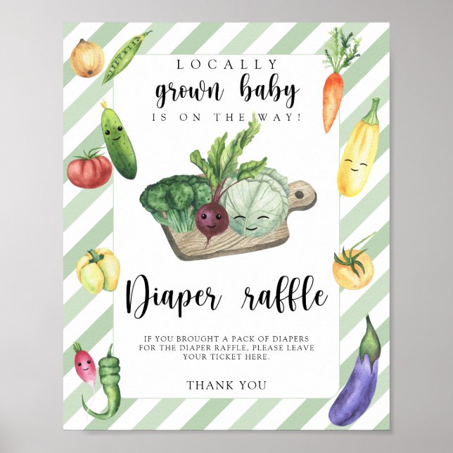 Affiche baby-shower marché fermier - tombola couches (Devant)