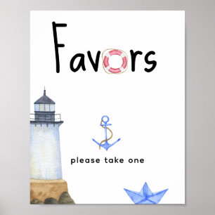 Affiche Baby shower marin - cadeaux, prenez-en un