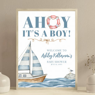Affiche Baby Shower Marin Garçon Océanique