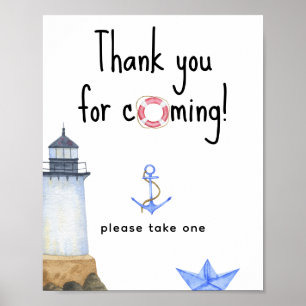Affiche Baby-shower marin - Merci d'être venu