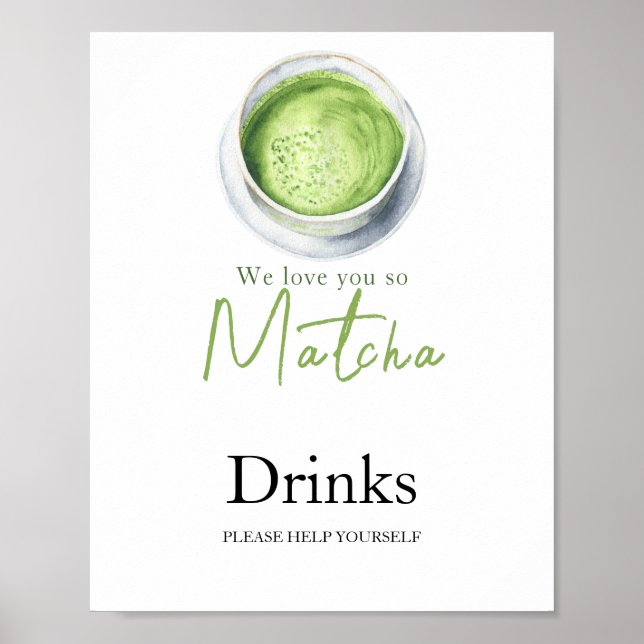 Affiche Baby shower Matcha Latte - Boissons (Devant)