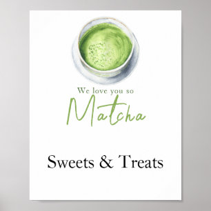 Affiche Baby shower Matcha Latte - Friandises et douceurs