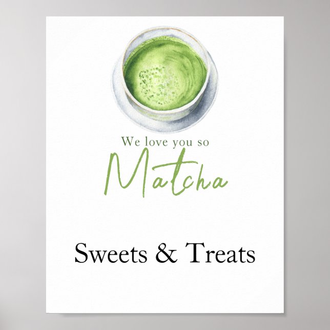 Affiche Baby shower Matcha Latte - Friandises et douceurs (Devant)