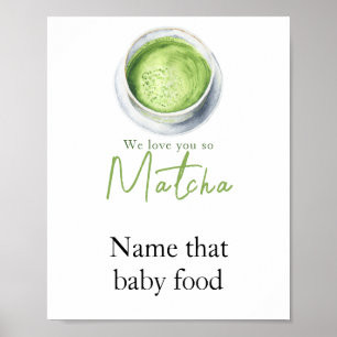 Affiche Baby shower Matcha Latte - Nom de l'aliment pour b