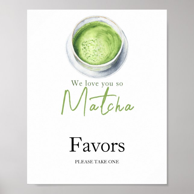 Affiche Baby shower Matcha Latte - S'il vous plaît prendre (Devant)