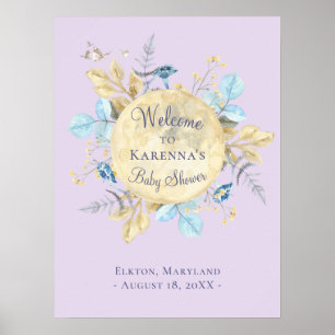 Affiche Baby shower mauve Lavande Whimsable Lave Bienvenue