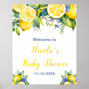 Affiche Baby Shower Méditerranéen Citron
