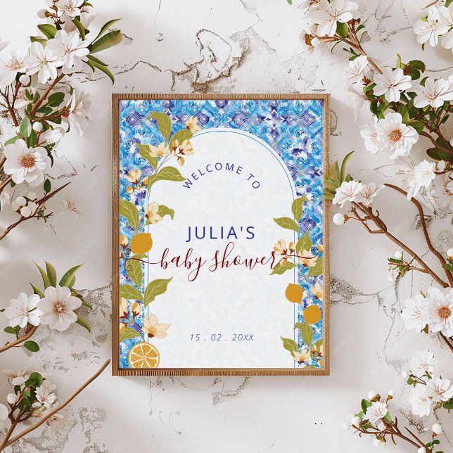 Affiche Baby Shower Méditerranéen Citron Côte Amalfitaine (Créateur téléchargé)