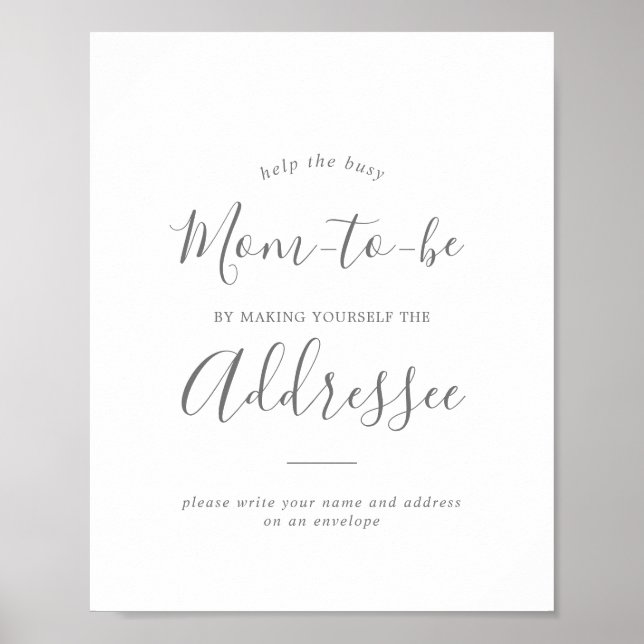 Affiche Baby shower minimal d'argent Adresse une enveloppe (Devant)