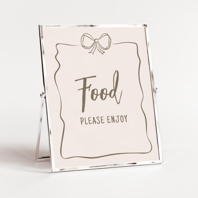 Affiche Baby shower minimaliste Coquette (Minimalist Coquette Baby Shower Food Sign)