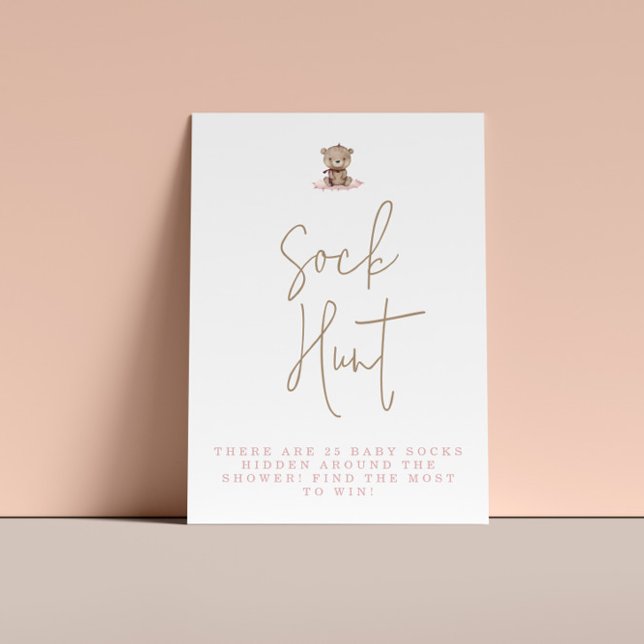 Affiche Baby shower minimaliste de l'ours en peluche Chass (Créateur téléchargé)