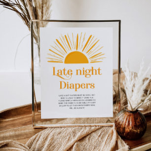 Affiche Baby shower minimaliste des couches de nuit