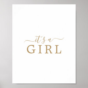 Affiche Baby shower minimaliste en or C'est un signe fémin